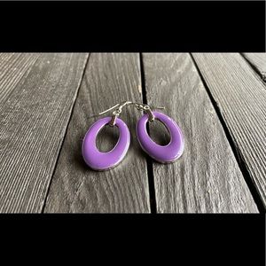 Oval Purple Earrings